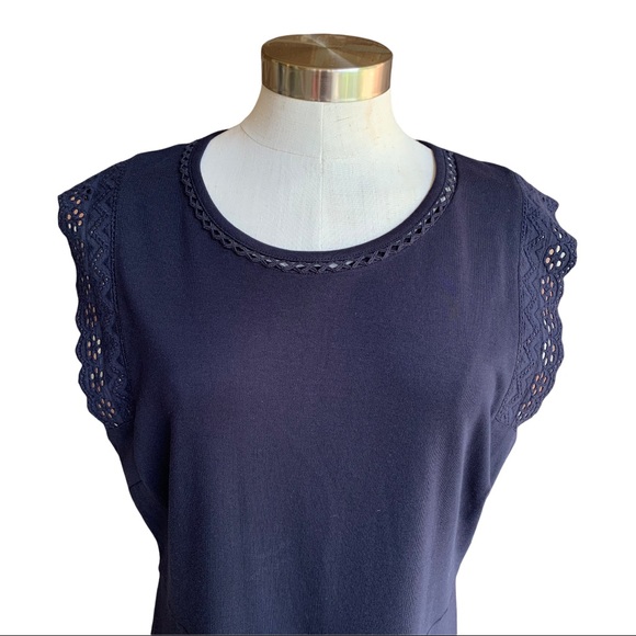 Talbots Navy Blue Fit & Flare Dress XL Petite - Picture 5 of 7